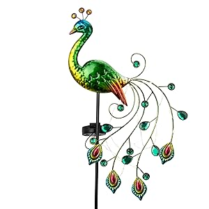 Glintoper Solar Garden Lights, 39 Inch Height Outdoor Metal Peacock Decorative Garden Stakes-Buy 2 Free Shipping