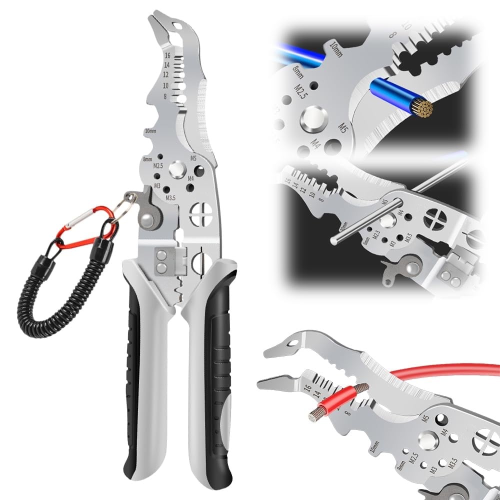 🔥Last Day 70% OFF - 2024 New Multifunctional Elbow Wire Stripping Pliers with a Spring Keychain