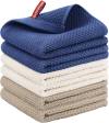 Nialnant 6 Pack Kitchen Towels and Dishcloths Sets,100% Cotton Soft Absorbent Quick Drying Dish Towels for Kitchen,Washing Dishes,12x12 Inches, Multi Color