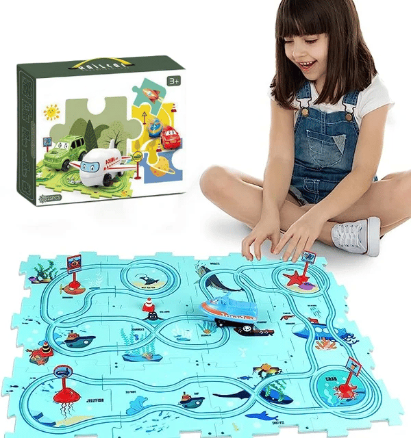 🎅Xmas Hot Sales - 49% OFF🔥Children's Educational Puzzle Track Car Play Set(Free shipping on 39＄!)(10% off for 2,20% off for 3!)