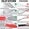 Zulay Kitchen 13-Inch Danish Dough Whisk - Wooden Danish Whisk for Dough with Stainless Steel Dough Hook - Traditional Dutch Whisk - Bread Whisk for Sourdough, Pizza, Pastry, Cake Batter