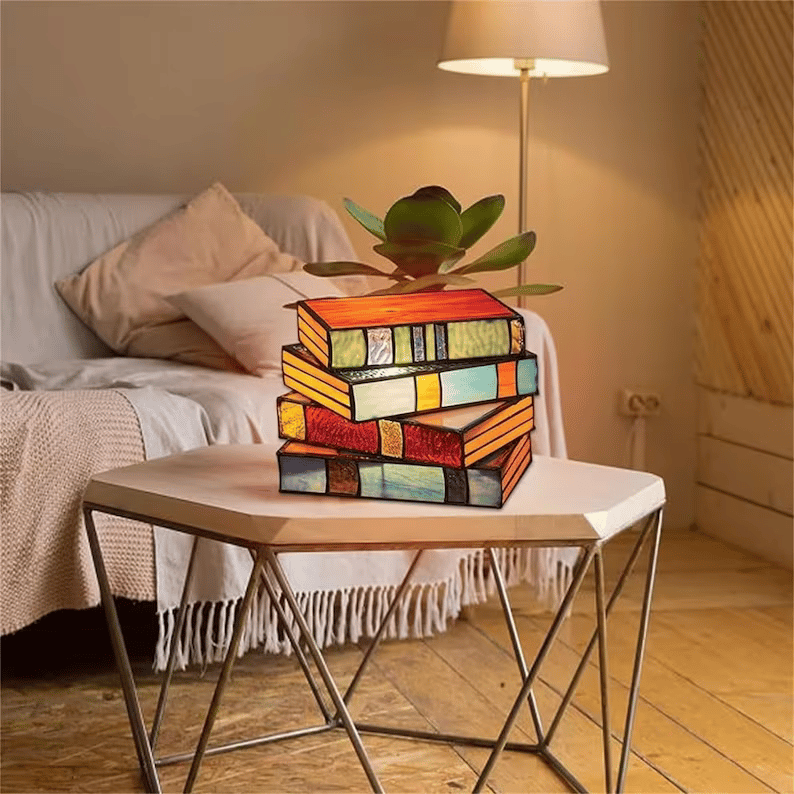 🎄Christmas Hot Sale 70% OFF🎄Stained  Stacked Books Lamp📚