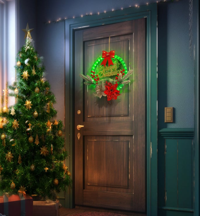 🎄New Year Sale- 49% OFF🎁Christmas Wreath Decorations with LED Lights