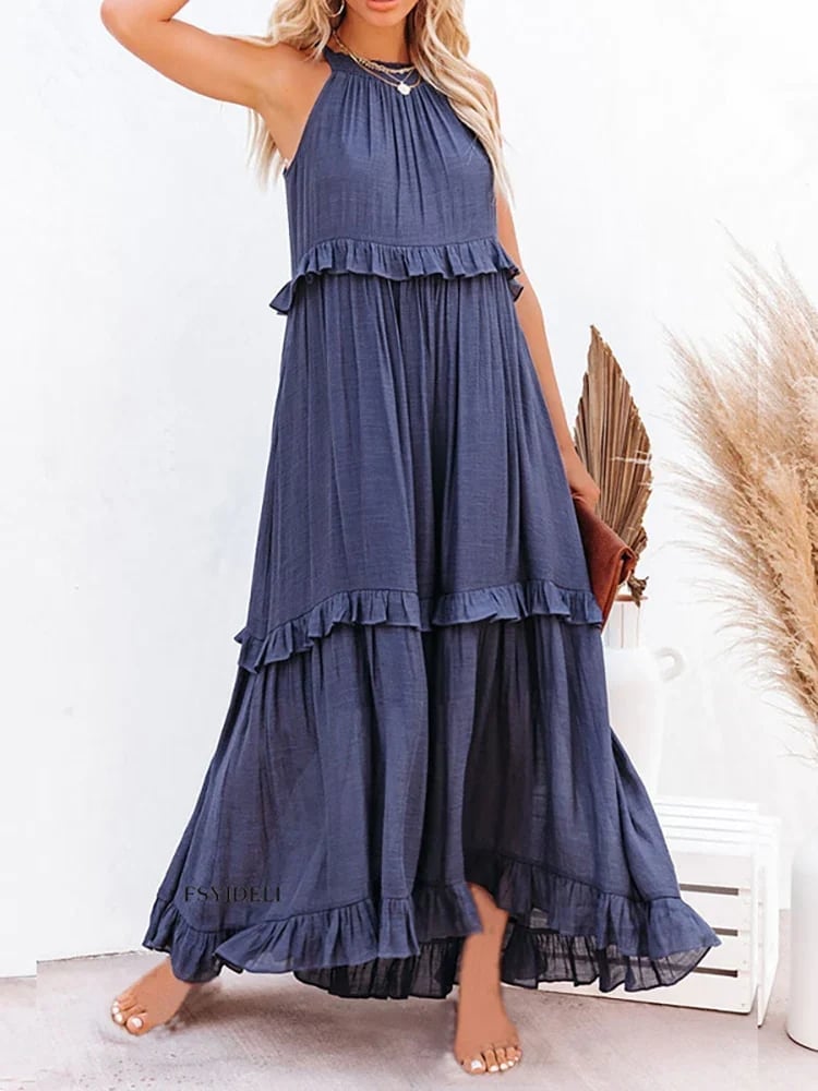 💥LAST DAY SALE 50% OFF💖Holiday Style Ruffled Long Dress