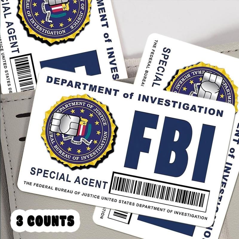 🕵️‍♂️ Secret Agent Card Skins Kit: FBI/ICE Designs  • Cosplay & Gift Stickers