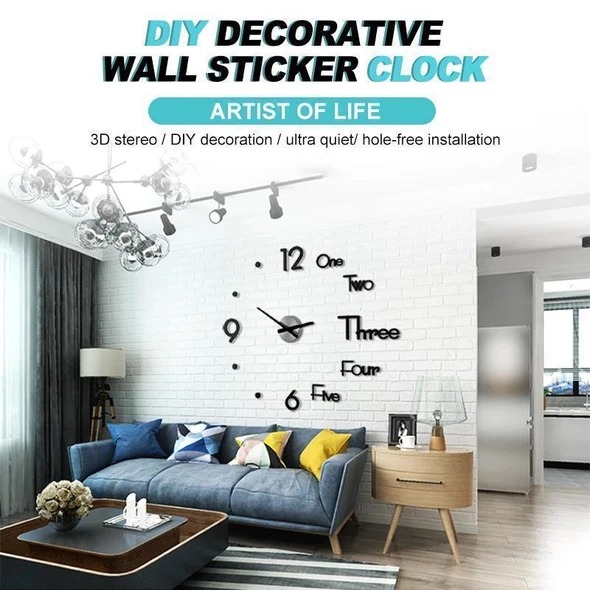 Diy Large Wall Clock Modern Design 3D Wall Sticker Clock - IF 2020 Design Award