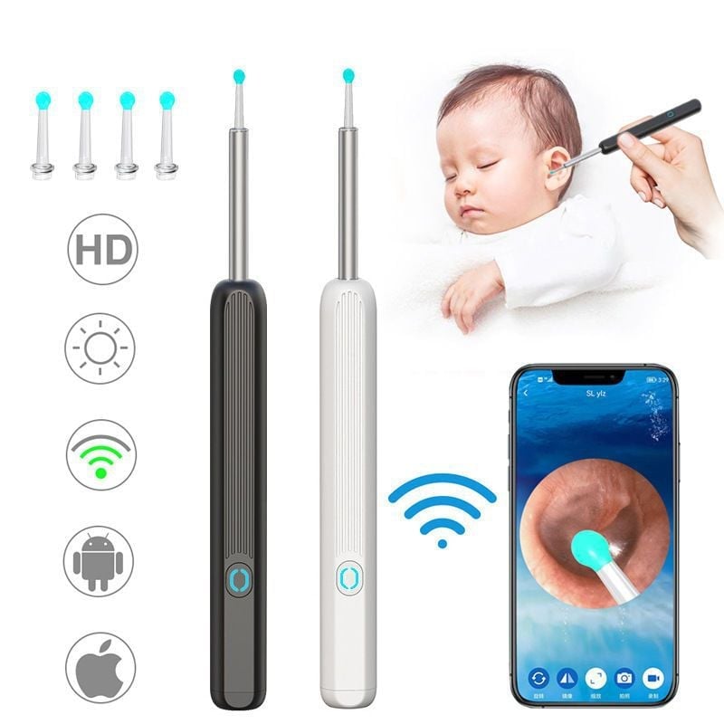 🔥LAST DAY-70%OFF🔥kuceasty™ Clean Earwax-Wi-Fi Visible Wax Removal Spoon, USB 1296P HD Load Otoscope