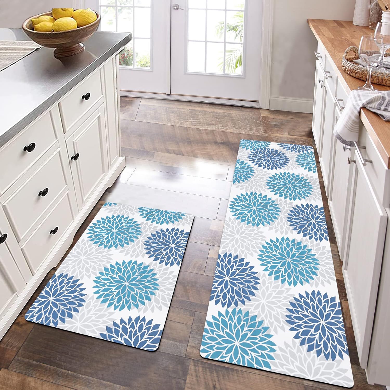 HEBE Anti Fatigue Kitchen Rug Sets 2 Piece Non Slip Kitchen Mats for Floor Cushioned Kitchen Rugs and Mats Waterproof Comfort Standing Mat Runner for Kitchen,Home Office,Sink,Laundry