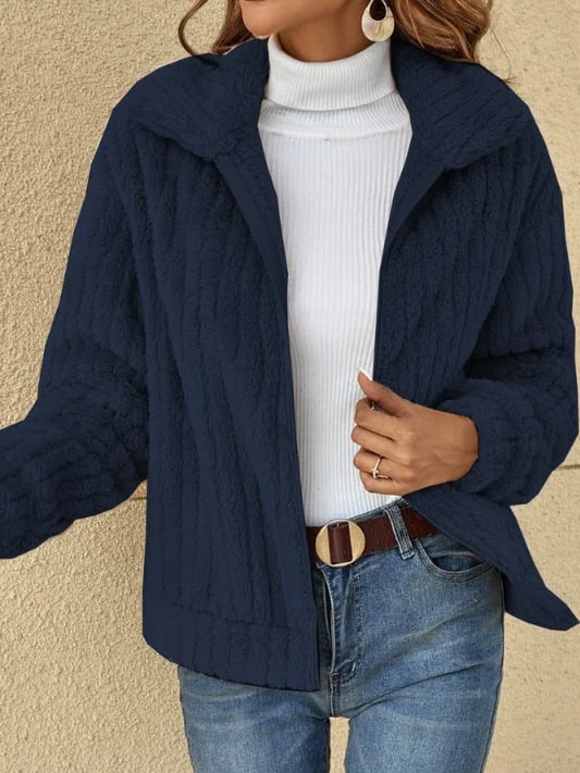 🔥LAST DAY 50%OFF🔥-- Short Jacket Lapel Zipper Winter Coat Warm Plush Fleece Zipper Casual Coat Top,BUY 2 FREE SHIPPING