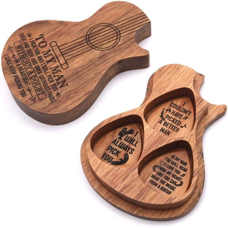 Wooden Guitar Picks with Storage Case