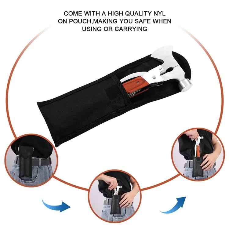 16 in 1 Multifunctional Axe Hammer Outdoor Emergency Safety Tool Saw Blade