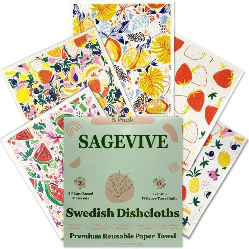 Swedish Dishcloths for Kitchen & Cleaning | 5 Pack