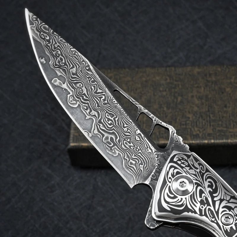 Handcrafted Damascus Steel Folding Knife