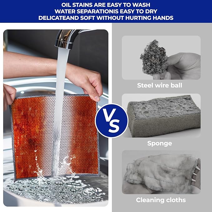 🔥LAST DAY 50% OFF🔥Multipurpose Wire Dishwashing Rags for Wet and Dry