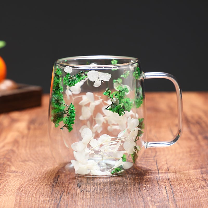 🎁TikTok Last Day Sale - 70% OFF🎄🌸Transparent Double Glass Flower Tea Cup