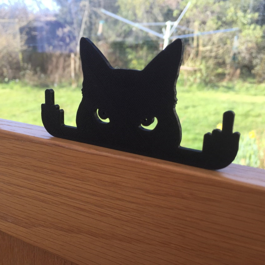 Funny Middle Finger Black Cat Ornament