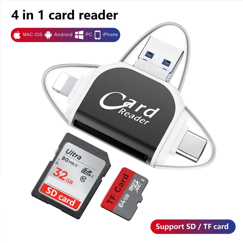 (🔥Special Offer 1000pcs 50% OFF) Multi-Port 4 in1 Universal SD TF Card Reader