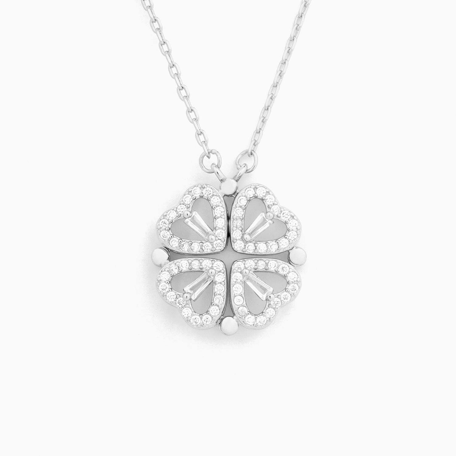 🔥 Last Day Promotion 48% OFF🎁Lucky Heart Sterling Silver Necklace WITH SIX ROSES💖