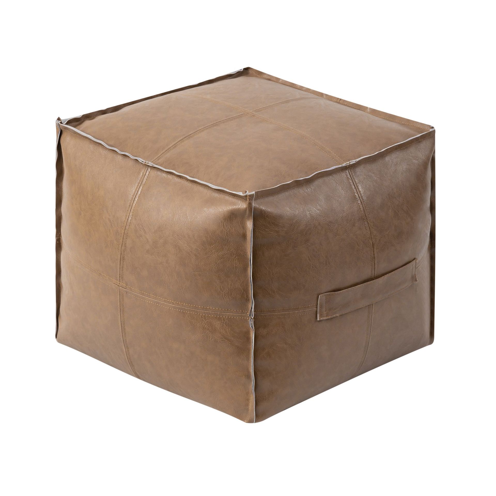 Self-Fillable Faux Leather Pouf Cover