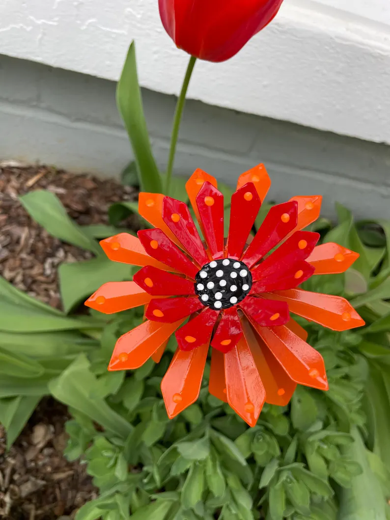 🎖️July 4th Flash Sale: 70% OFF Sitewide! 🌻Zinnia Metal Garden Stake🌼 Yard Decoration, Metal Art🪴