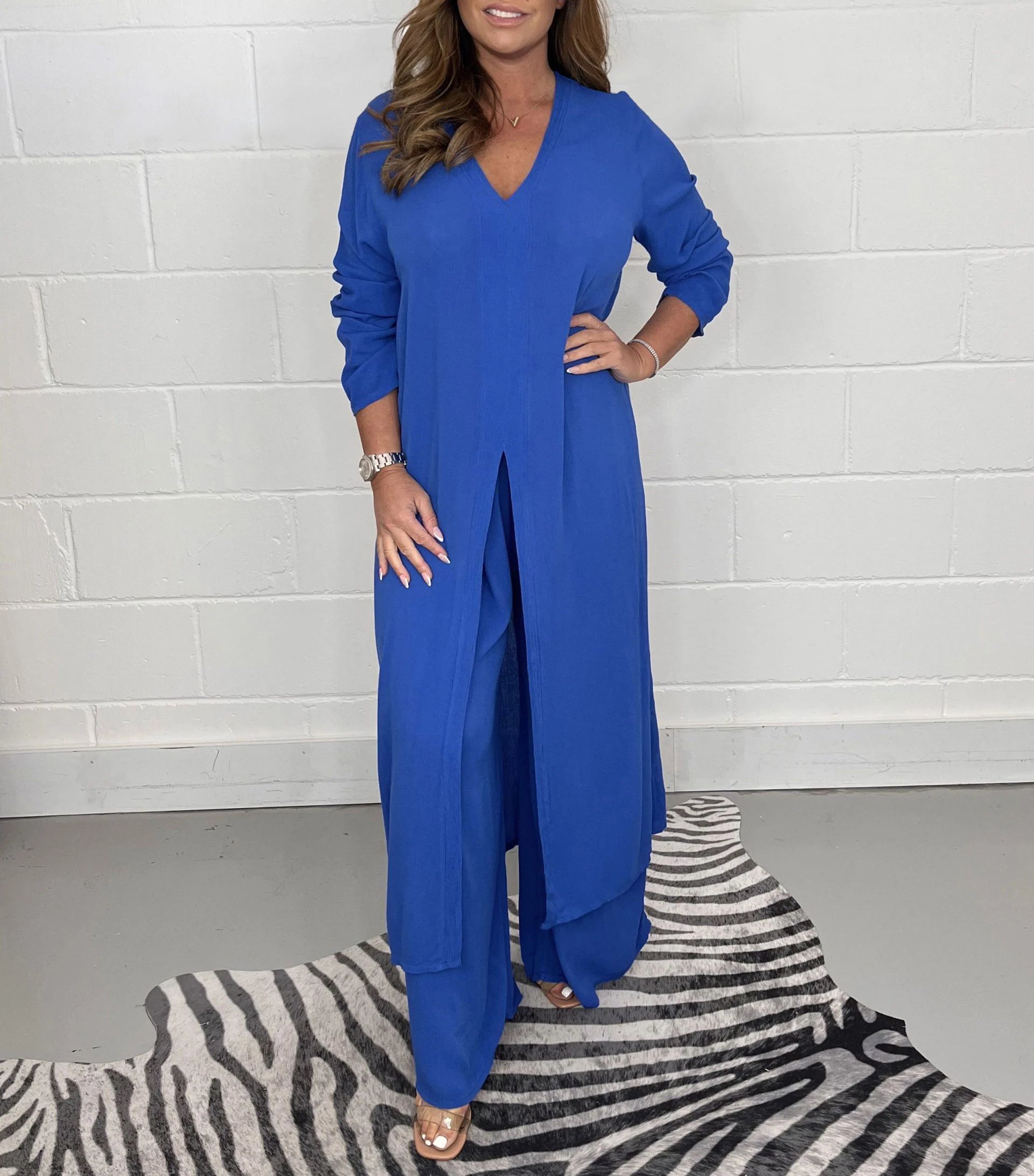 (🔥Last Day Promotion 50% OFF) Casual 2 Pieces Suit With Long Top & Matching Trouser - Buy 2 Get Extra 10% OFF & Free Shipping
