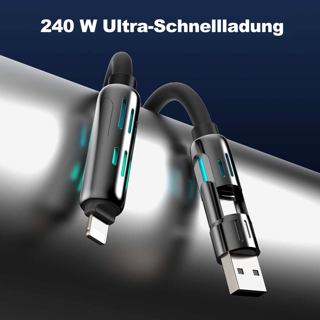 🔥DIREKTVERKAUF AB WERK⏰4-in-1-USB-Ladekabel, Schnellladung MAX 60 W