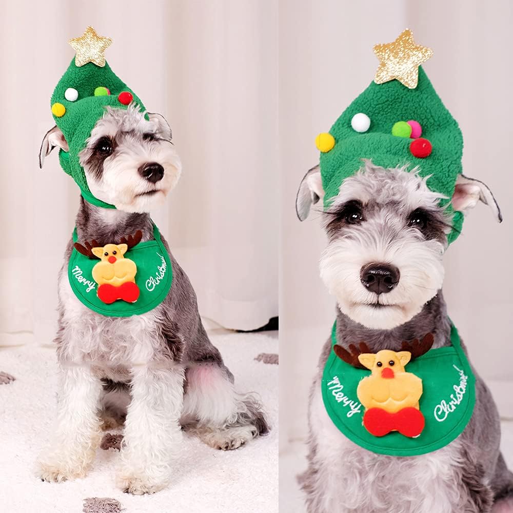 🎄Adorable Christmas Tree Pom-Pom Hat🐶