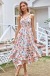 GRACE KARIN Women's 2024 Summer Floral Boho Dress Square Neck Strapped Swing A Line Beach Long Maxi Dress