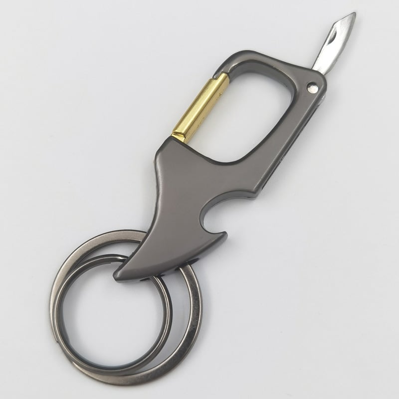 Multifunctional pendant bottle opener metal double ring key chain