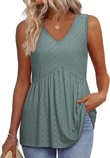 ⏰LAST DAY SALE 50% OFF💥Women Dressy Sleeveless V Neck Babydoll Tank Tops