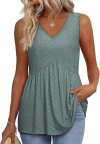 ⏰LAST DAY SALE 50% OFF💥Women Dressy Sleeveless V Neck Babydoll Tank Tops