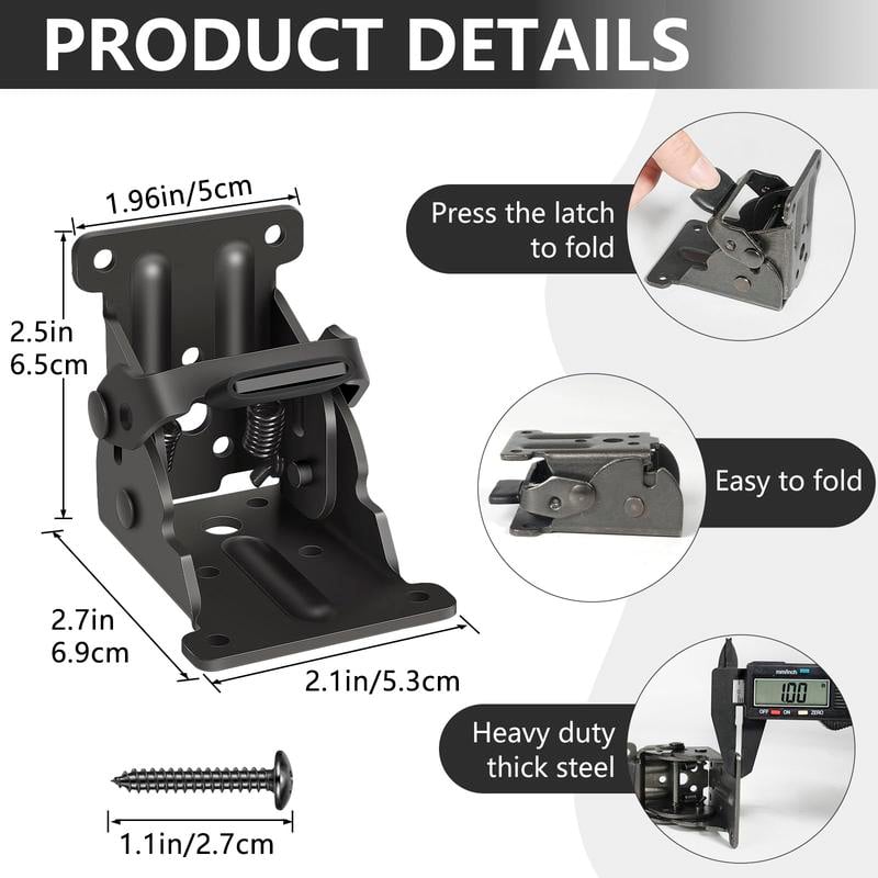 ⏰LAST DAY SALE 50% OFF💥Heavy-Duty Folding Brackets with 90° Lock – Space-Saving Steel Hinges