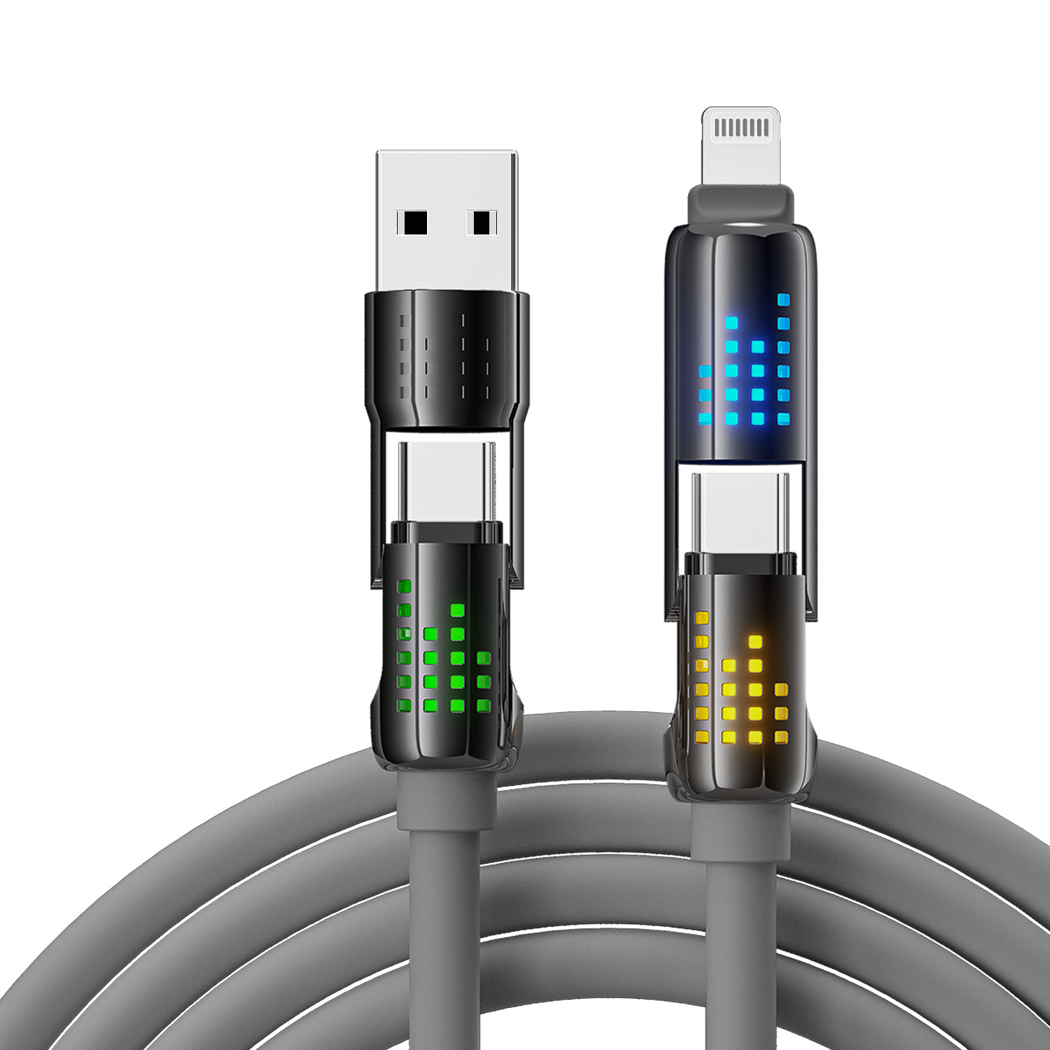 🌟4-In-1 Fast Charging Seven-Color Breathing Light Data Cable(BUY 3 SAVE EXTRA 18%)