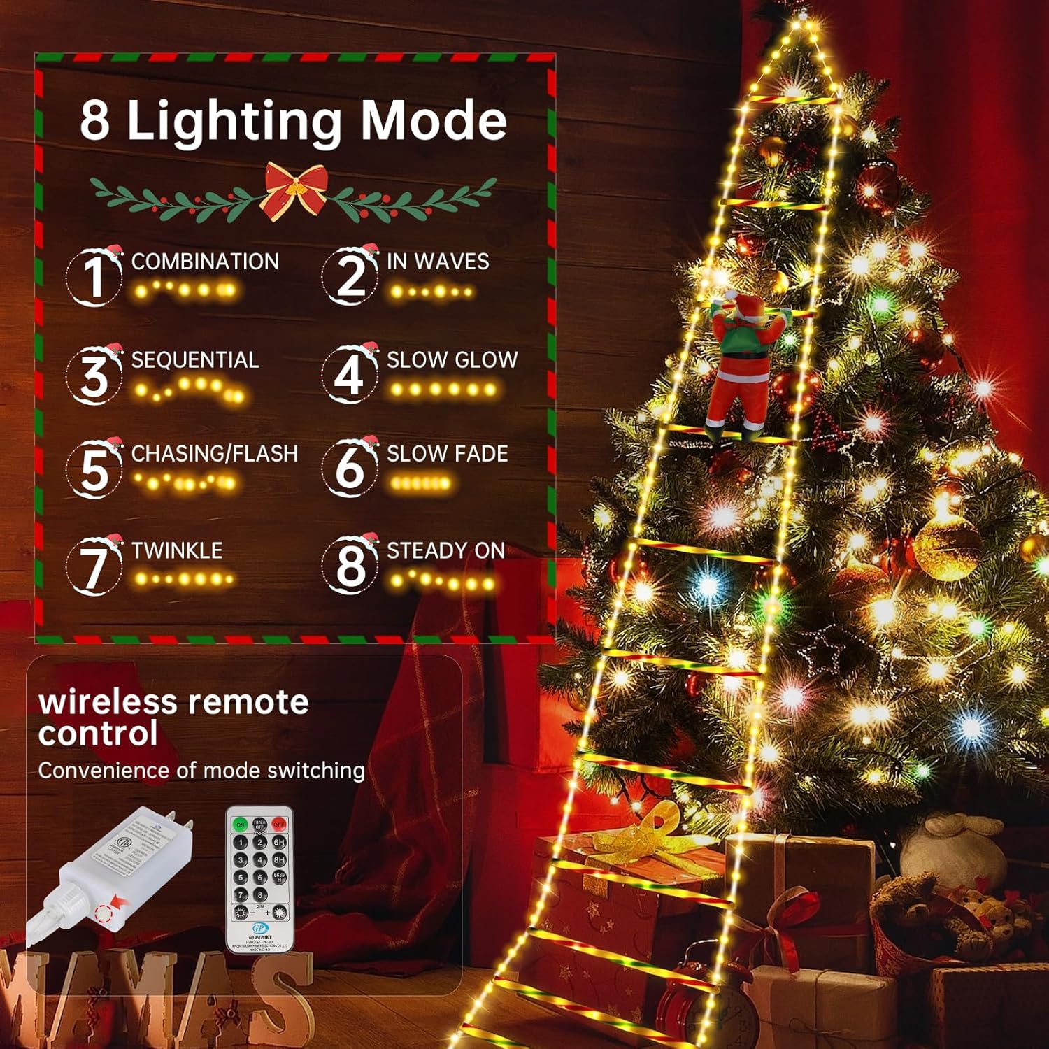 🎄TikTok Christmas Sale - 70% OFF✨LED Ladder Lights with Climbing Santa Claus