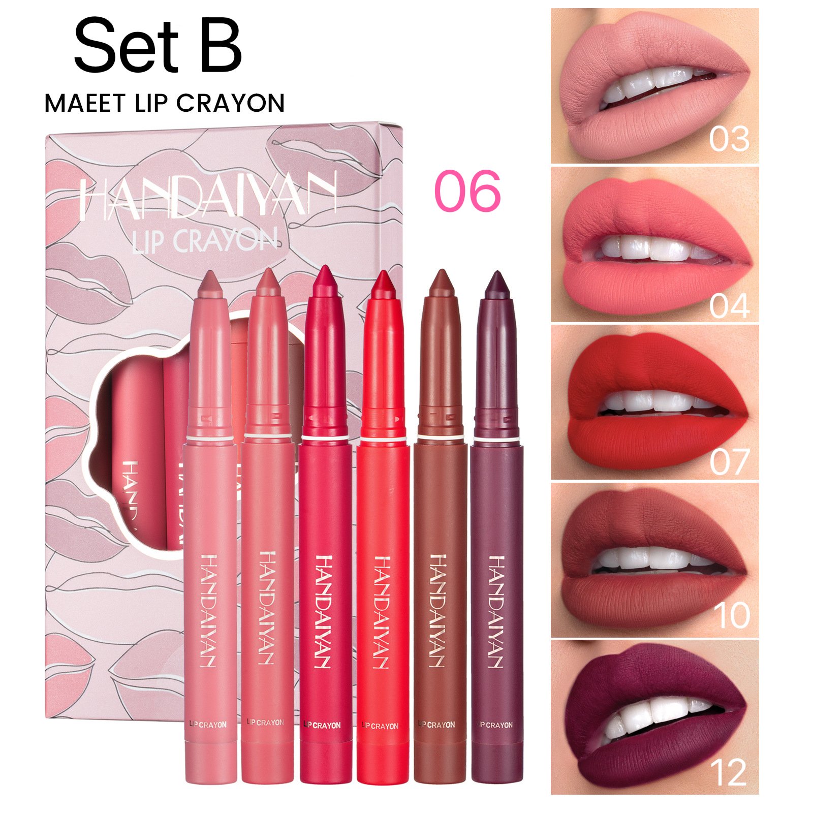 🎅EARLY XMAS SALE 70% OFF💖12 Color HANDAIYAN Rotating Sharpenable Matte Lipstick Pencils