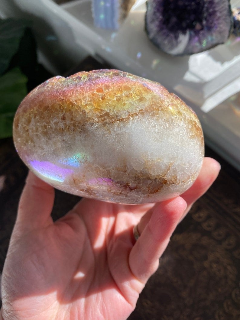 (🎄EARLY CHRISTMAS SALE - 50% OFF) 🎁 Angel Aura Heart Shaped Rainbow Crystal Cluster