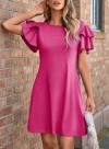 Dokotoo Women 2024 Summer Ruffle Edge Sleeve Dresses Floral Casual Beach Mini Dress with Pocket