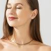 PANSHI Sterling Silver Post Cubic Zirconia Half Hoop Stud Earrings Looks Like 4 Gold Hoop Earrings for Women