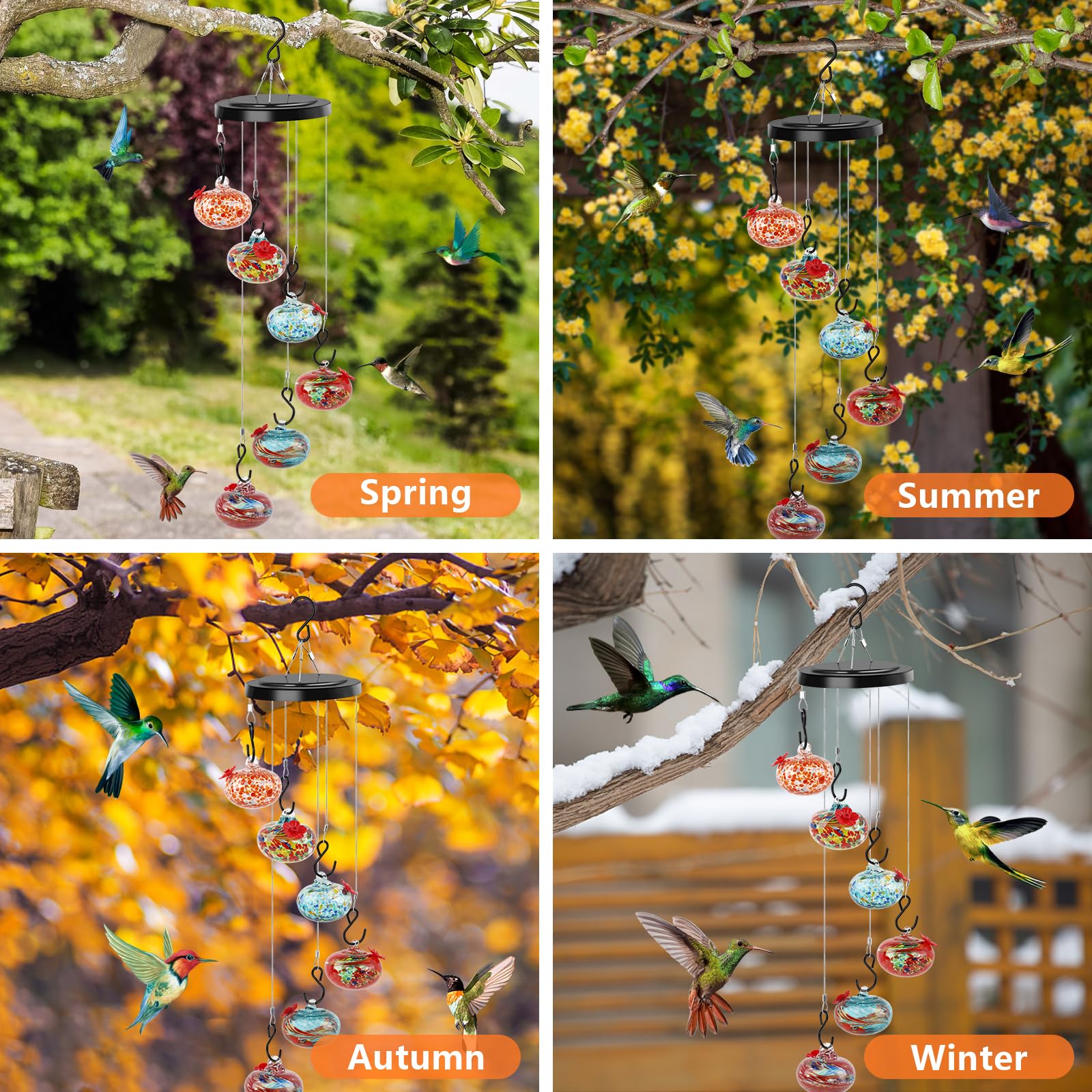 2024 New Charming Wind Chimes Hummingbird feeders Garden Decor