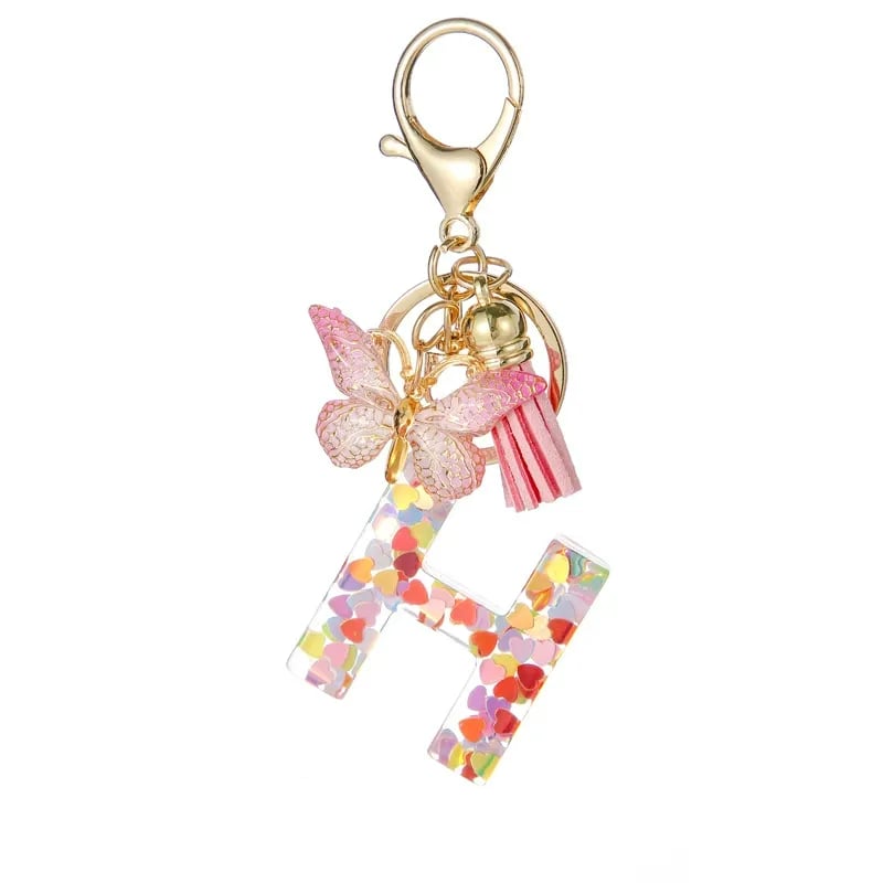 🔥Last Day 50% OFF - Butterfly Letter Keychain Tassel Design Vibrant Durable Lightweight Gift