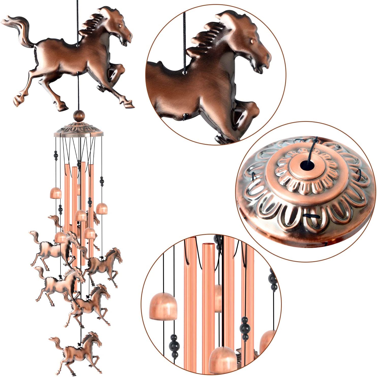 💥LAST DAY SALE 50% OFF💥Pure hand-made Copper Horse wind chimes⚡BUY 2 FREE SHIPPING