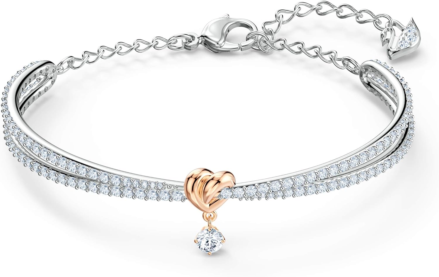 SWAROVSKI Lifelong Heart Necklace, Earrings, and Bracelet Crystal Jewelry Collection, Rose Gold & Rhodium Tone Finish