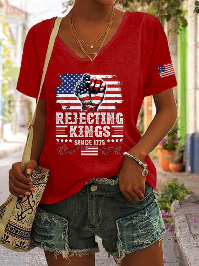 Women's Rejecting Kings Since 1776 Print Short Sleeve T-Shirt