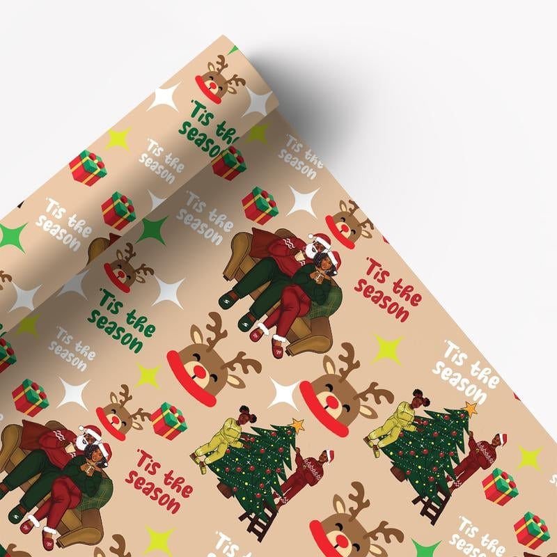 🔥This Week's Special Offer 49% OFF🎅🏾🤶🏾Home for the Holidays Black Santa Wrapping paper