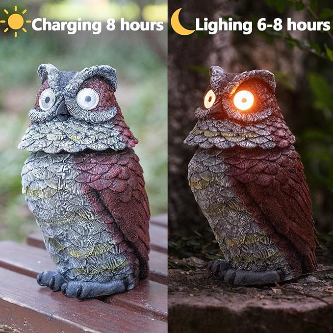 🦉Red Solar Owl with Flashing Eyes