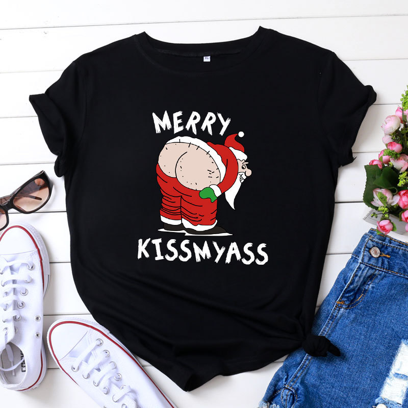(🎅EARLY XMAS SALE - 50% OFF) Ugly Christmas Merry Kissmyass T Shirt, Buy 2 Free Shipping