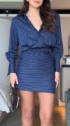 Women's Lapel Striped Hip-wrapped Commuting Casual Dress
