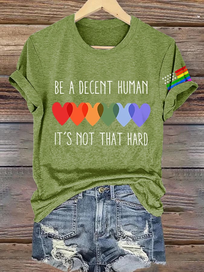 Retro Be A Decent Human It's Not That Hard Print T-Shirt