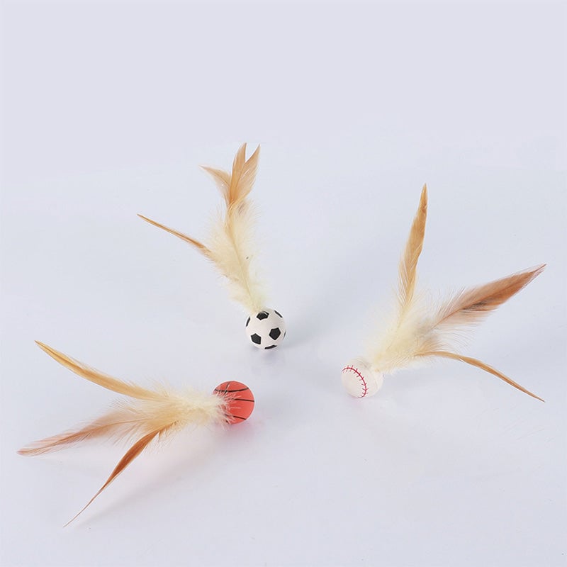 💥Only $9.99 Today😻Chicken Feather Elastic Ball Pet Toy