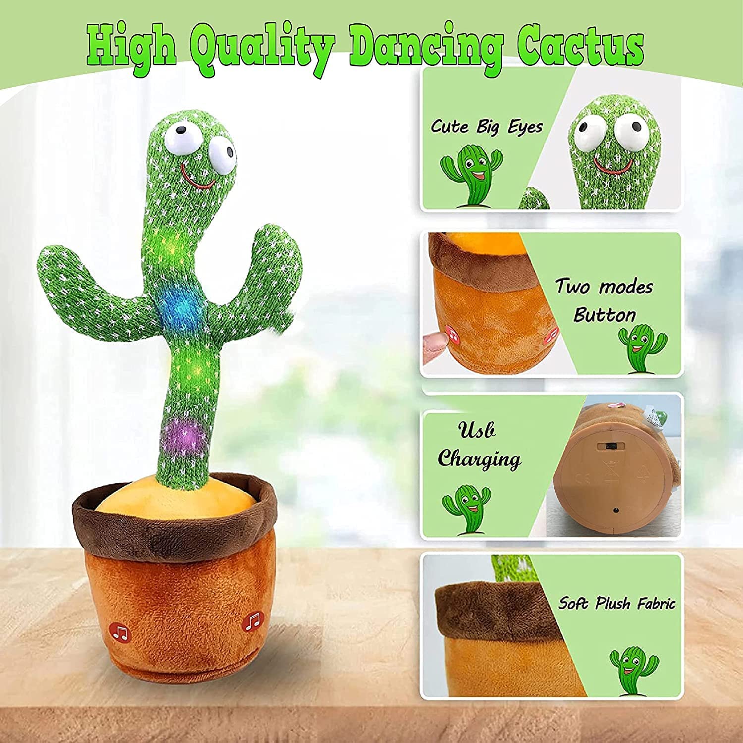 🔥 NEW YEAR 2024 SALE 50% 🎁LED Musical Dancing & Mimicry Cactus Toy